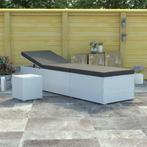 vidaXL Ligbed met kussen en theetafel poly rattan wit, Tuin en Terras, Ligbedden, Verzenden, Nieuw