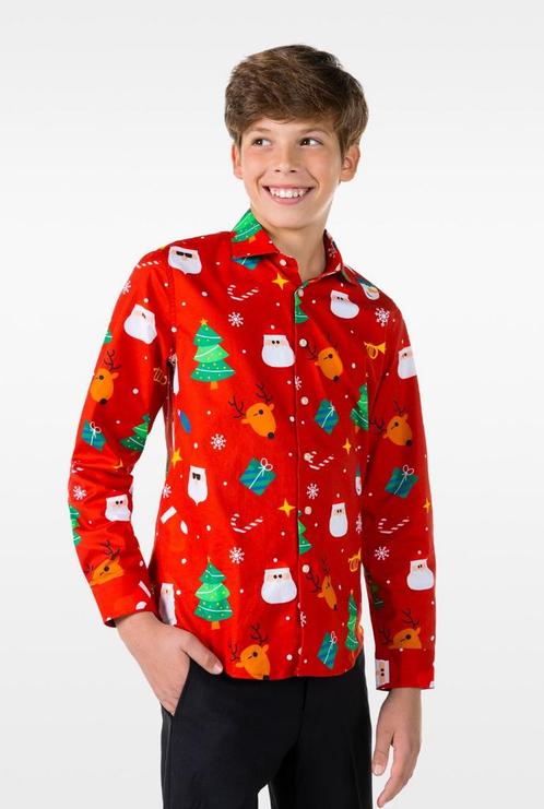 Rood Overhemd Kerstfiguren Tiener Jongens, Kleding | Heren, Carnavalskleding en Feestkleding, Nieuw, Ophalen of Verzenden
