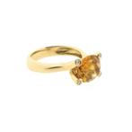 Gouden solitairring met citrien en diamant; 0,08 ct., 18 tot 19, Gebruikt, Overige kleuren, Ophalen of Verzenden