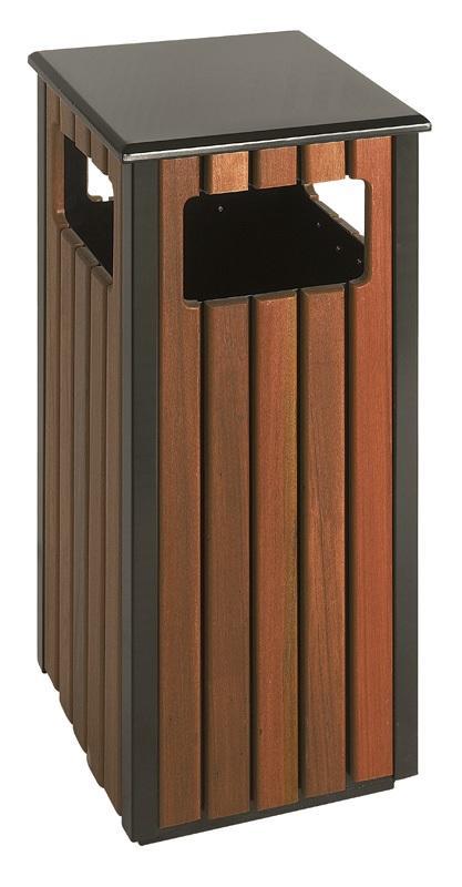 Vierkante buitenafvalbak 36 lt houtlook zwart, Huis en Inrichting, Woonaccessoires | Prullenbakken, Verzenden