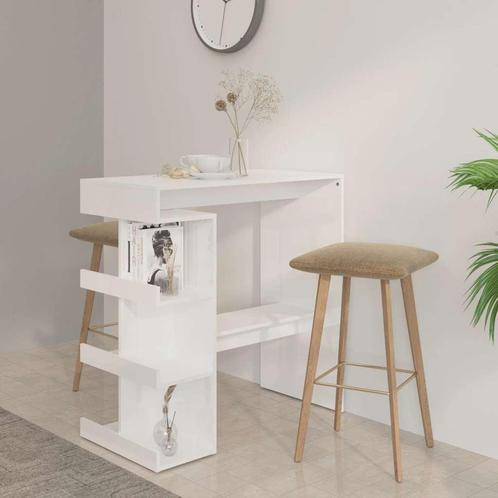 vidaXL Bartafel met opbergrek 100x50x101,5 cm hoogglans wit, Huis en Inrichting, Tafels | Eettafels, Nieuw, Verzenden