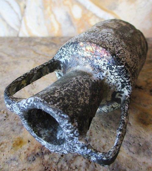 Oud-Romeins Glas Zeldzaam Donker Glazen Amphoriskos, Antiek en Kunst, Antiek | Overige Antiek
