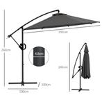 TRUUSK Vrijdragende Parasol Ø293 X 260Hcm Met Kruk En Kruisv, Verzenden, Nieuw