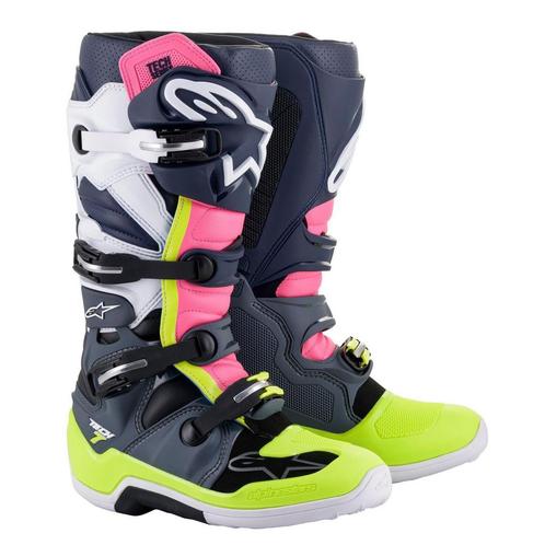 Alpinestars Tech 7 Donkergrijs Donkerblauw Roze Fluo, Motoren, Kleding | Motorkleding, Heren, Nieuw met kaartje, Laarzen, Verzenden