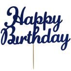 Taarttopper Happy Birthday Blauw 15x8cm, Hobby en Vrije tijd, Taarten en Cupcakes maken, Verzenden, Nieuw