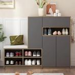 Witte Schoenenbank met Kast en Verstelbare Planken, Huis en Inrichting, Kasten | Schoenenkasten, Verzenden, Nieuw