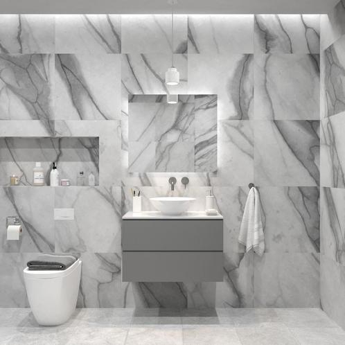 Badkamermeubelset Gliss Hermes 90 cm Beton Grijs Met Waskom, Doe-het-zelf en Verbouw, Sanitair, Bad, Nieuw, Ophalen of Verzenden