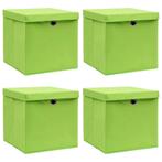 vidaXL Opbergboxen met deksel 4 st 32x32x32 cm stof groen, Huis en Inrichting, Nieuw, Verzenden