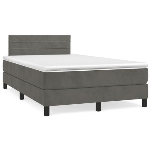 vidaXL Boxspring met matras fluweel donkergrijs 120x190 cm, Huis en Inrichting, Slaapkamer | Bedden, 120 cm, 190 cm of minder