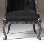 Koloniale dames-zetel massief ebbenhout ca 1800 met zwarte v, Antiek en Kunst, Ophalen of Verzenden