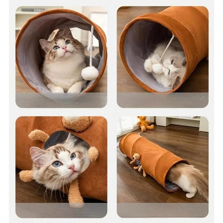 Honden of katten speeltunnel bruin suèdine maat S of L, Dieren en Toebehoren, Katten-accessoires, Nieuw, Verzenden