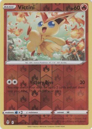 Victini 020/203 reverse holo (Evolving Skies), Hobby en Vrije tijd, Verzamelkaartspellen | Pokémon, Losse kaart, Nieuw, Foil, Ophalen of Verzenden