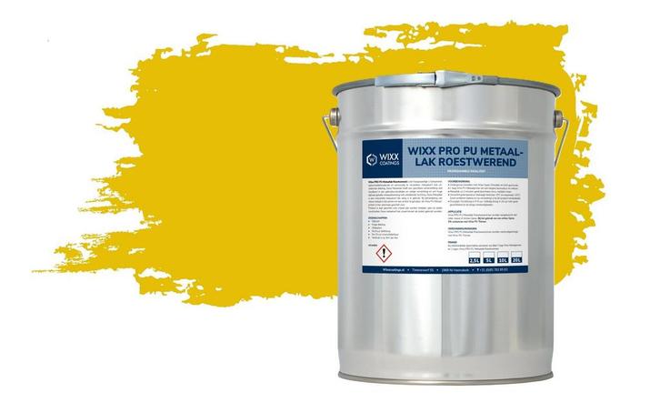 Wixx PRO PU Metaallak Roestwerend RAL 1023 | Verkeersgeel 5L, Doe-het-zelf en Verbouw, Verf, Beits en Lak, Lak, Nieuw, Minder dan 5 liter
