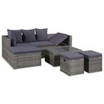 vidaXL 4-delige Loungeset met kussens poly rattan grijs, Verzenden, Nieuw, 4 zitplaatsen, Loungeset
