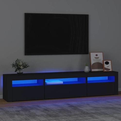 vidaXL Tv-meubel met LED-verlichting 195x35x40 cm zwart, Huis en Inrichting, Kasten | Televisiemeubels, 25 tot 50 cm, Nieuw, Overige houtsoorten