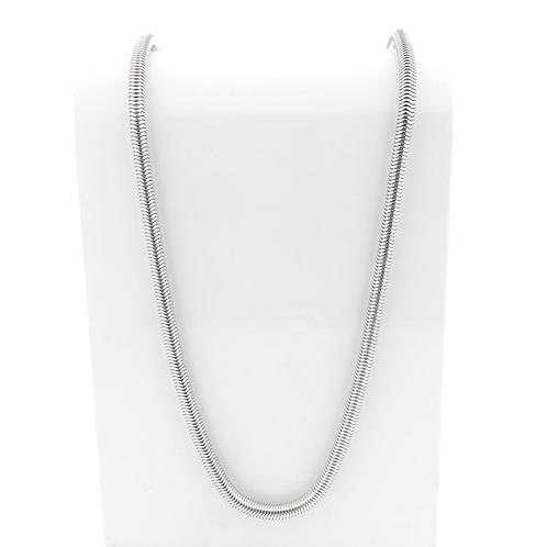 Zilveren slangenschakel ketting | 82 cm (uniek), Sieraden, Tassen en Uiterlijk, Kettingen, Overige kleuren, Gebruikt, Zilver, Ophalen of Verzenden