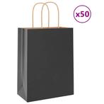 vidaXL Papieren zakjes 50 st met hengsels 21x11x28 cm zwart, Verzenden, Nieuw