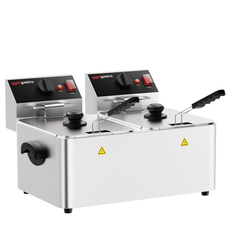 GGM Gastro | Dubbele elektrische friteuse - 4+4 liter - 2x |, Witgoed en Apparatuur, Frituurpannen, Verzenden