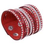 Fako Bijoux® - Armband - Breed - Strass - Rood, Nieuw, Verzenden