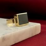Gouden zegelring met onyx | Heren (herenring, gouden ring), Gebruikt, Overige kleuren, 20 of groter, Heer