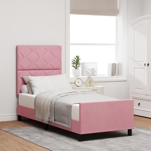 vidaXL Bedframe fluweel roze 80x200 cm, Huis en Inrichting, Slaapkamer | Bedden, 80 cm, 200 cm, Eenpersoons, Nieuw, Stof, Verzenden