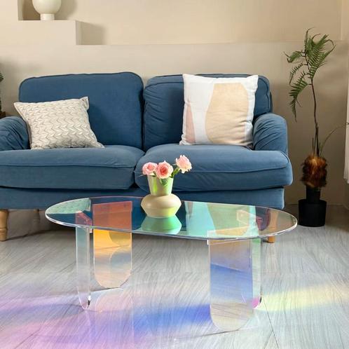 Iriserende Acryl Salontafel – 95x50x36cm Doorzichtige Tafel, Huis en Inrichting, Tafels | Salontafels, 50 tot 100 cm, Nieuw, Overige materialen