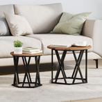 vidaXL Nesting Salontafels (Set van 2) - Rustieke Houtlook, Huis en Inrichting, Tafels | Salontafels, Verzenden, Rond, Nieuw, 50 tot 100 cm