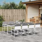 vidaXL 9-delige Tuinset met kussens textileen wit, Tuin en Terras, Tuinsets en Loungesets, Verzenden, Nieuw, 8 zitplaatsen, Rvs