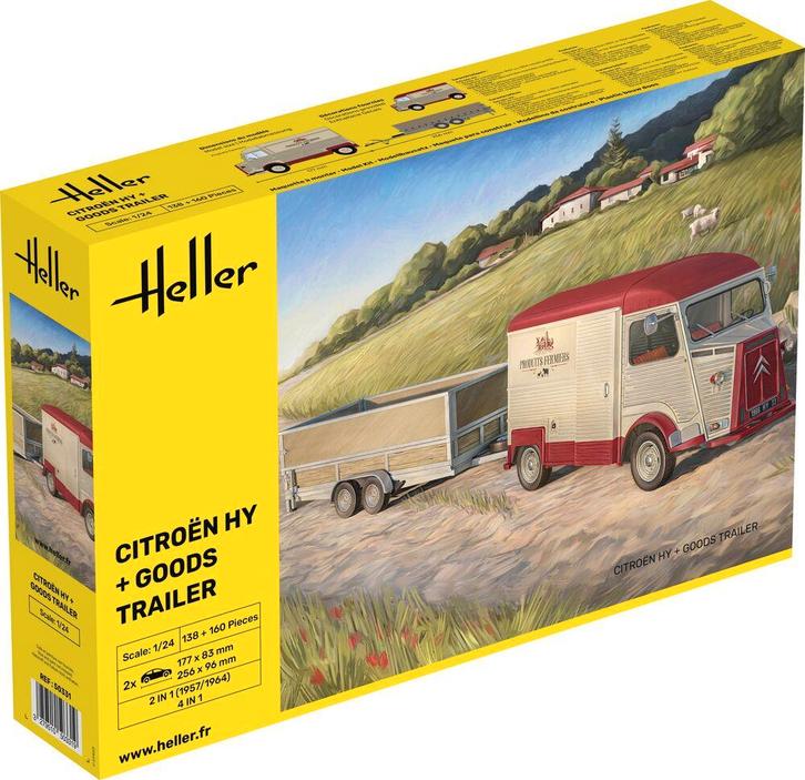 Heller 50331 Citroen HY + Goods Trailer Bouwpakket Schaal, Hobby en Vrije tijd, Modelbouw | Auto's en Voertuigen, Overige typen