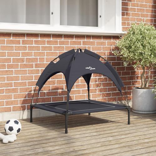 vidaXL Verhoogd Hond Bed met Verwijderbaar Dak Zwart M Staal, Dieren en Toebehoren, Honden-accessoires, Nieuw, Verzenden