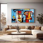 674 - Schilderij man, vrouw, hond in Herman Brood stijl, Oorspronkelijke maker, Verzenden, Nieuw, Schilderij