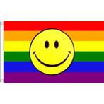 Regenboog gevelvlag met smiley - Regenboog thema, Nieuw, Ophalen of Verzenden