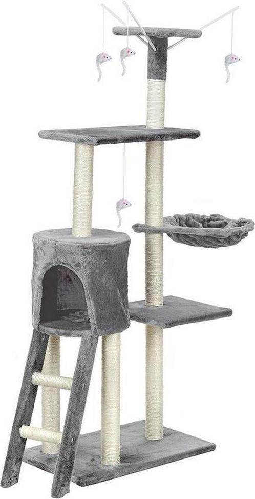Krabpaal & speelhuis - katten - grijs - 135 cm hoog, Dieren en Toebehoren, Krabmeubelen, Nieuw, Ophalen of Verzenden