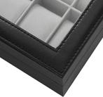 Horlogebox voor 10 horloges - met glazen deksel - metalen, Verzenden, Nieuw