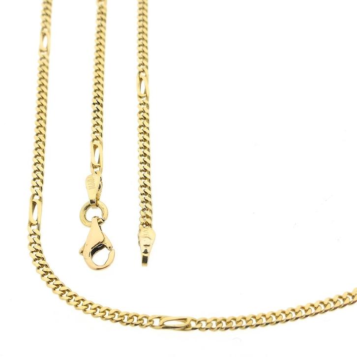 Gouden gourmet schakel ketting | 46,5 cm (witgoud), Sieraden, Tassen en Uiterlijk, Kettingen, Overige kleuren, Gebruikt, Goud