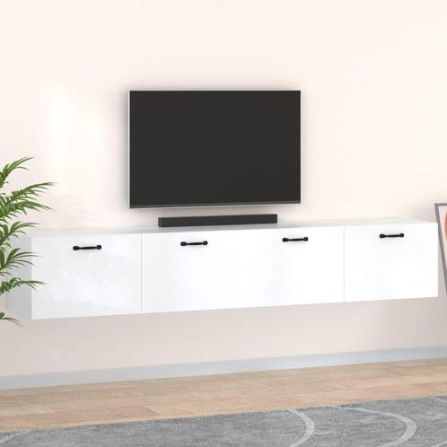 vidaXL Wandkasten 2 st 100x36,5x35 cm bewerkt hout wit, Huis en Inrichting, Kasten | Overige, Nieuw, Verzenden