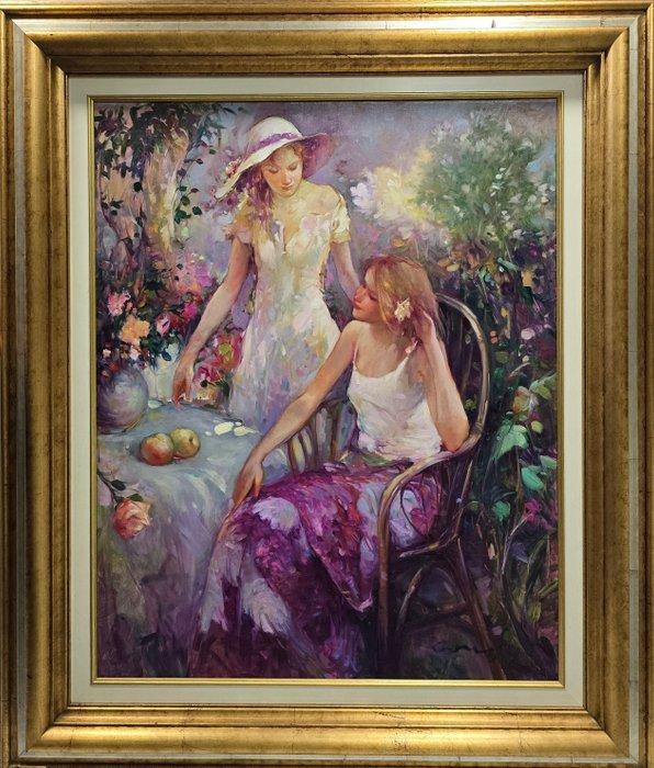 Ricardo Cejudo Nogales (1952) - Conversación entre flores, Antiek en Kunst, Kunst | Schilderijen | Klassiek