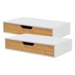 Wandplank set van 2 met lade Bokn bamboe 40x24x8 cm wit [en., Huis en Inrichting, Woonaccessoires | Wandplanken en Boekenplanken