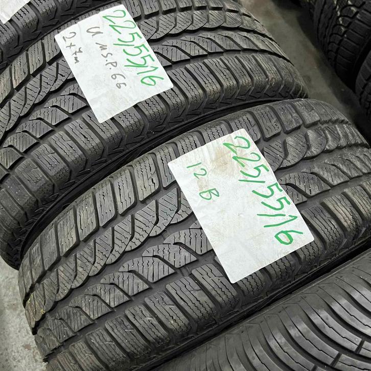 2 x Uniroyal MS Plus 66 225-55-16 Winterbanden 7mm, Auto-onderdelen, Banden en Velgen, 16 inch, Winterbanden, 225 mm, Personenwagen