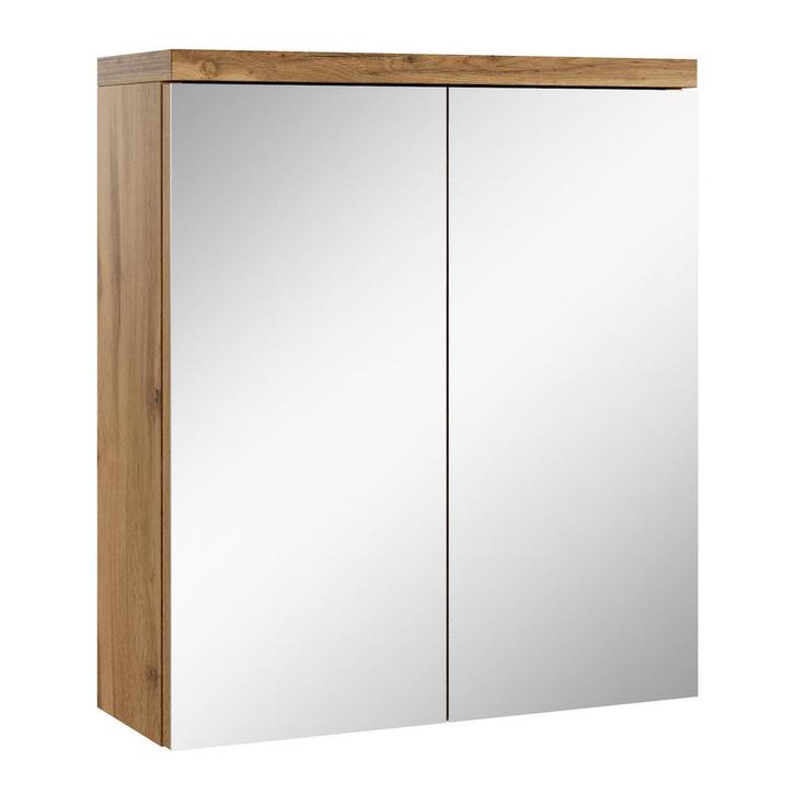 Spiegelkast Toledo 60 x 20 x 60 cm Eiken Badkamerkast, Huis en Inrichting, Badkamer | Badkamermeubels, Nieuw, Spiegelkast, Verzenden