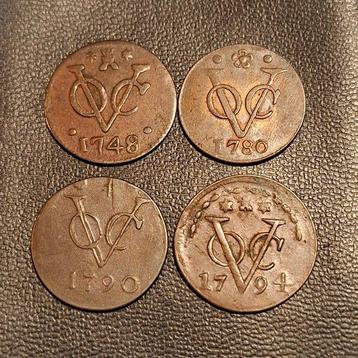 Netherlands, VOC Duit 1748, 1780, 1790, 1794 (Zonder beschikbaar voor biedingen