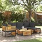 vidaXL 6-delige Loungeset met kussens massief acaciahout, Tuin en Terras, Tuinsets en Loungesets, Verzenden, Nieuw, Hout, Loungeset