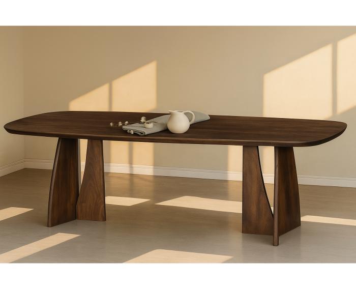 Eettafel Nina Deens ovaal mangohout 220x110 cm - walnoot -, Huis en Inrichting, Tafels | Eettafels, Nieuw, Ophalen of Verzenden