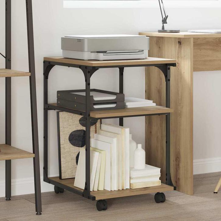 vidaXL Printerstand Artisan Eiken 43 x 48 x 64 cm Bewerkt, Computers en Software, Printers, Nieuw, Verzenden