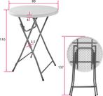 Statafel - Bartafel - Partytafel - 80 cm - Wit - Tectake®, Verzenden, Zo goed als nieuw