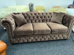 Chesterfield Brand !! 3 zits Chesterfield Bank Fluweel bruin, Ophalen, Chesterfield, Driepersoons, Zo goed als nieuw