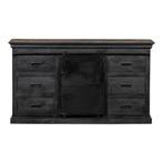 Dressoir Mangohout Milan 160 Zwart, Huis en Inrichting, Kasten | Dressoirs, Verzenden, 150 tot 200 cm, Nieuw, Industriële meubels