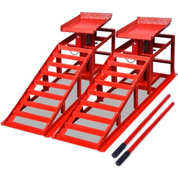 vidaXL Autoreparatie oprijplaten 2 st staal rood beschikbaar voor biedingen