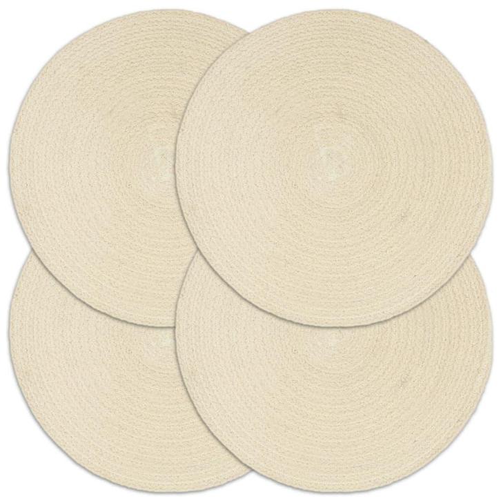vidaXL Placemats 4 st rond 38 cm katoen natuurlijk, Huis en Inrichting, Keuken | Textiel, Bruin, Nieuw, Verzenden