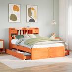 vidaXL Bed met boekenkast zonder matras grenenhout wasbruin, Huis en Inrichting, Slaapkamer | Bedden, Bruin, Verzenden, 140 cm